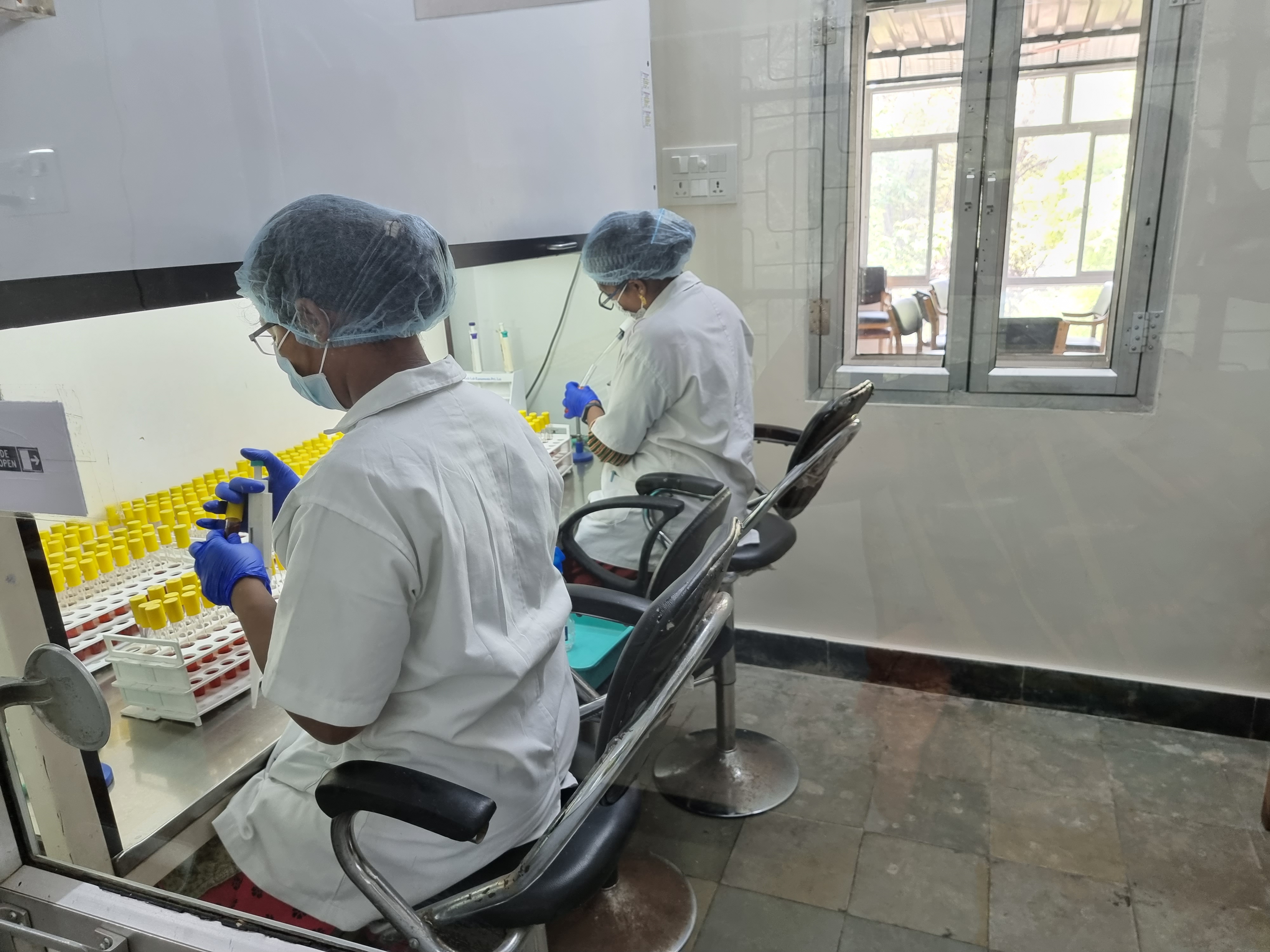 Photo showing inoculation in progress