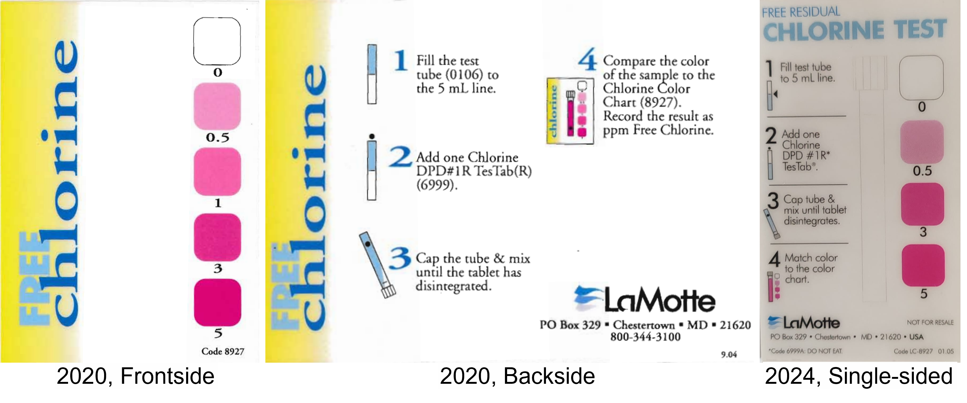 Figure to illustrate LaMotte's DPD Rapid Test Visual Comparison Color Charts